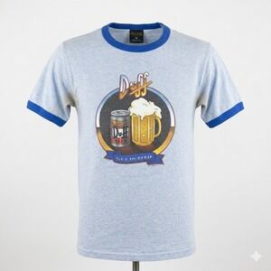 Vintage The Simpsons Duff Beer Ringer T-Shirt Get Duffed Blue Heather Medium 90s